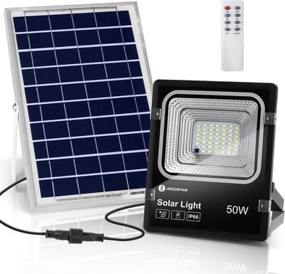 Aigostar LED Buitenlamp - 50W Schijnwerper - Wandlamp buiten - IP66 - Afstandsbediening - Buitenverlichting Zonne Energie - 6500K