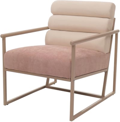 Loungefauteuil MCW-O38, cocktail-/gestoffeerde fauteuil, clubfauteuil, stof/textiel (420 g/m²) metaal MVG ~ beige, bekleding rosé