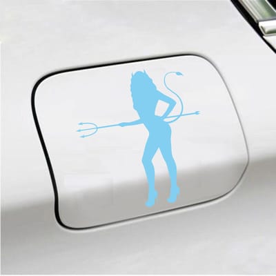 Bumpersticker - Vrouw Duivel - 14 X 13 - Licht Blauw