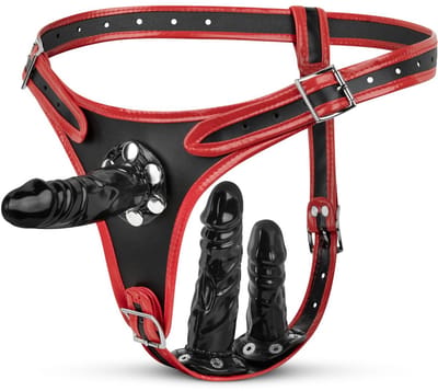 Fetish Collection - Triple Dildo Strap-On Harness