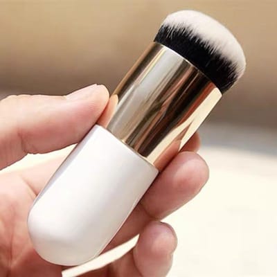 Magic Seamless Foundation Make-upkwast, ronde kop, zachte haartjes die geen poeder opnemen, ideaal voor beginners om snel make-up aan te brengen, ook geschikt voor concealer en andere make-up. wit