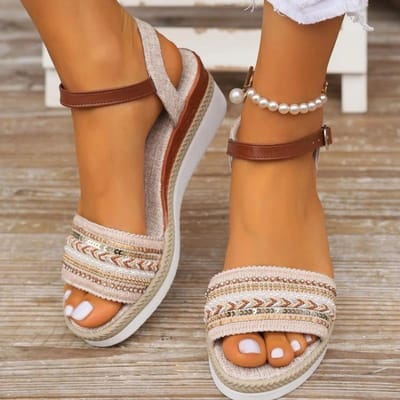 Dames Wedge Platform Sandalen Zomer Pu Leer Enkelband Gladiator Sandalen Dames Antislip Dikke Zool Sandalias De Mujer 40