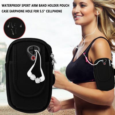 Sporttas Telefoon Gym Sport Running Armband Sleutel - kaart - Telefoontas - sporten - Geldhouder Smartphone and Pouch Hoes met Headset gat Dubbele ritszakken LB-439 Tas Sportband