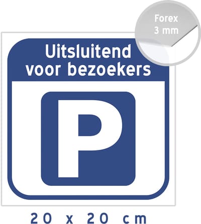 Pictogram/ bord | Parkeerplaats - "Uitsluitend voor bezoekers" | 20 x 20 cm | Parking visitors | Verboden te parkeren | Winkel | Voorbehouden | Retail | Forex | Kunststof | 1 stuk
