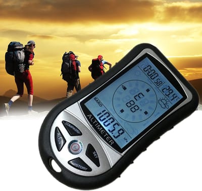 Digitale Weermonitor - Hoogtemeter Kompas - Outdoor Navigatie - 8-in-1 Functie - 9.5x5.3x2.5cm - Zwart
