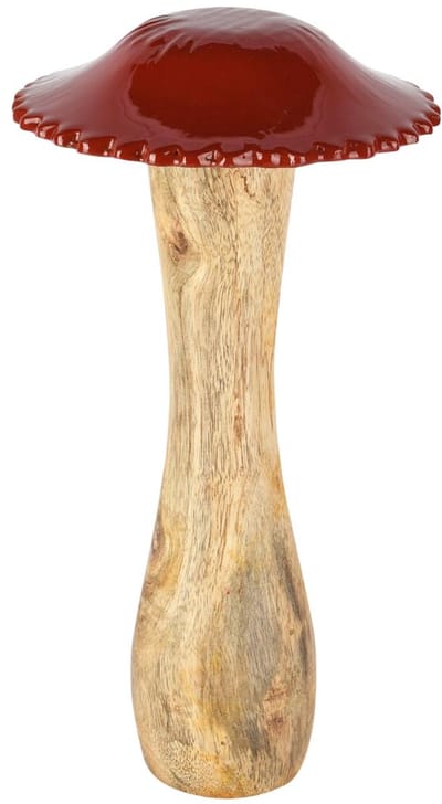 Dekoratief | Paddenstoel, rood/naturel, hout, 15x15x27cm | A258211
