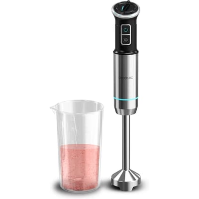 Mixeur plongeant - CECOTEC - Power Neutron - 1100 W - Lame avec 4 feuilles - Verre 800 ml - Noir / Inox