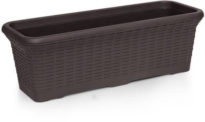 2+1 Rieten balkon bloembak 6.5L antraciet kunststof 33x20x18 met drainage