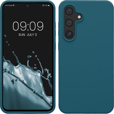 kwmobile telefoonhoesje geschikt voor Samsung Galaxy S24 FE - Hoesje met siliconen coating - Smartphone case in mat petrol