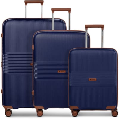 Farmhood Straw Edition 02 4 wielen Kofferset 3-delig met uitbreidingsplooi - Harde bagage - TSA slot - navy