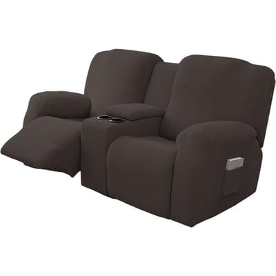 8 stuks/set waterdicht 2-zits relaxbankhoezen all-inclusive loveseat middenconsole bankhoezen 2Seat Recliner cover black