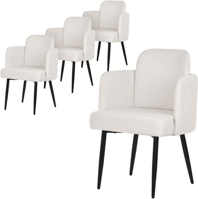 Set van 4 eetkamerstoelen met rugleuning & armleuning Beige met metalen poten tot 120 kg ML-Design