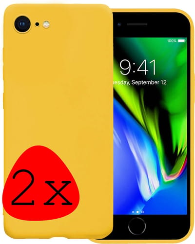 Hoesje 2 Stuks - Geschikt voor Apple iPhone 7 - Sterk & Shockproof - Case Siliconen - Back Cover - Telefoon Hoes - Geel