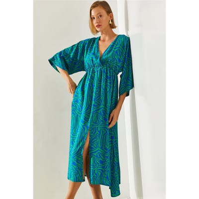 Abstract V-hals Midi-jurk