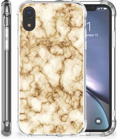 Apple iPhone Xr Anti-Shock Hoesje Marmer Goud