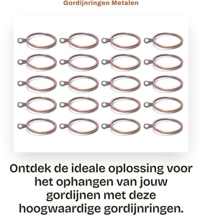 Dailygoods- Gordijnringen Pack van 20 - Metalen Gordijnringen - Krasbestendig - Slijtvast - Geschikt voor Zware/Lichtgewicht Gordijnen - Mooi Gepolijst - Gordijnhaken