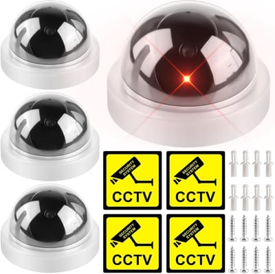 4x Realistische Dome Bewakingscamera Dummy met Knipperende LED voor Binnen en Buiten