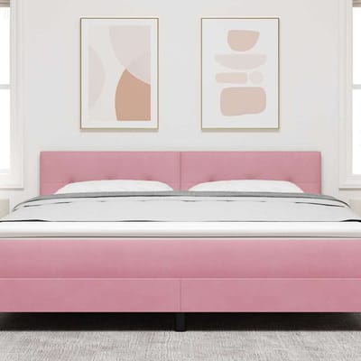 vidaXL - LED - Hoofdbord - met - LED-stripverlichting - Roze - 180 - cm - Fluweel