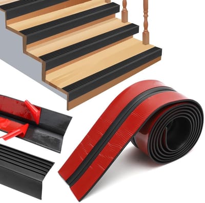 Zelfklevend Traprandprofiel, 3M Randbescherming, Zwart Rubber, Antislip, Geschikt voor Binnen en Buiten, Veiligheid en Duurzaamheid