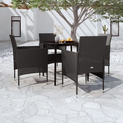 vidaXL - 5-delige - Tuinset - met - kussens - zwart