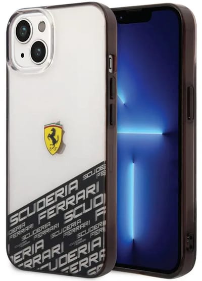 Ferrari Back cover - iPhone 14 & 13 - Zilver - Schokabsorberende randen - Verhoogde camerabescherming
