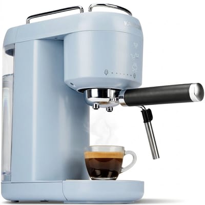 Vankel Halfautomatische Espressomachine - 20 Bar Hogedruk Extractie - 1400W Pistonmachine - 1L Waterreservoir - Met Stoompijpje voor Melkschuim - Koffiemachine voor Thuisgebruik - Blauw