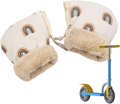 Kinderwagenhoes Wanten - Winter Muts - Handen Warm Houden - Pluche Gevoerd - 25 x 15 cm - Regenboog