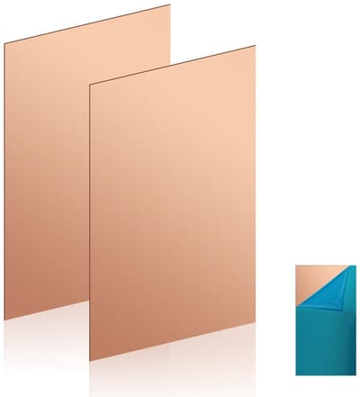 Set van 2 Koperplaten, 200 x 100 x 0.5 mm, 99% Puur Koper voor Metaalbewerking, Sieradenmaken en DIY-projecten