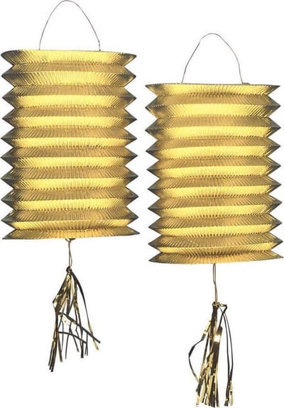 WIDMANN - 2 goudkleurige lantaarns - Decoratie > Animatie- en knutselproducten