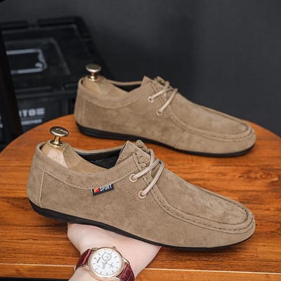 Hoge Kwaliteit Suède Leer Herenschoenen Veters Zwart Platte Schoenen Sportschoenen Feestjurken Outdoor Casual Britse Loafers 44 brown