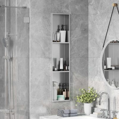vidaXL - Douche - Niche - zilver - 90 - x - 20 - x - 9,5 - cm - Roestvrij - staal