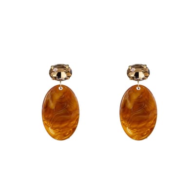 Go Dutch Label Oorknoppen steentje resin ovaal beige