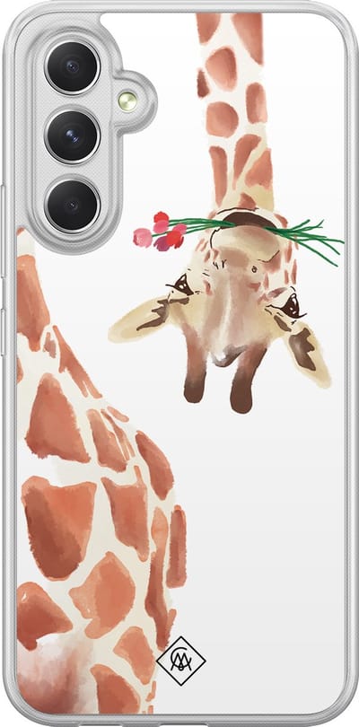 Casimoda® hoesje - Geschikt voor Samsung Galaxy A54 - Giraffe - 2-in-1 case - Schokbestendig - Giraffe - Verhoogde randen - Bruin/beige, Transparant
