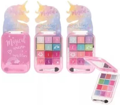 Eenhoorn - kinder make-up setje - lipstick en oogschaduw met kwastje - Kerstcadeau Sinterklaas schoencadeautje