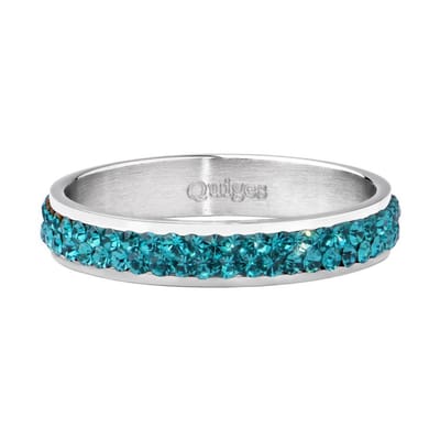 Quiges Stapelring Dames - Vulring Turquoise Zirkonia - RVS Zilverkleurig - Maat 19 - Hoogte 4mm
