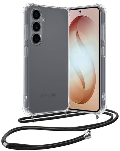 Hoes - Geschikt voor Samsung Galaxy S26 - Met Koord - Shock Proof - Siliconen Case - Back Cover - Telefoonkoord - Telefoon Hoesje Shockproof - Telefoonketting - Transparant