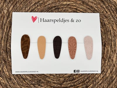 Haarspeldjes 'Lott' setje 7 - speldje met imitatieleer - 5 cm speldjes