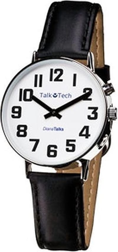 DianaTalks Horloge - Small - Sprekende - 6 Talen - Leren Band - Zwart