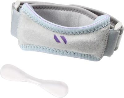 1 Stuk Patella Kniebrace – Knieband Ondersteuning voor Hardlopen, Wandelen, Jumpers Knee, Tendonitis & Knie Stabilisatie, Verstelbare Band - Grijs En Paars