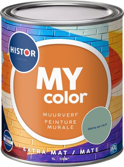 Histor MY Color Muurverf Extra Mat - Reinigbaar - Extra Dekkend - 1L - Days of Old - Groen