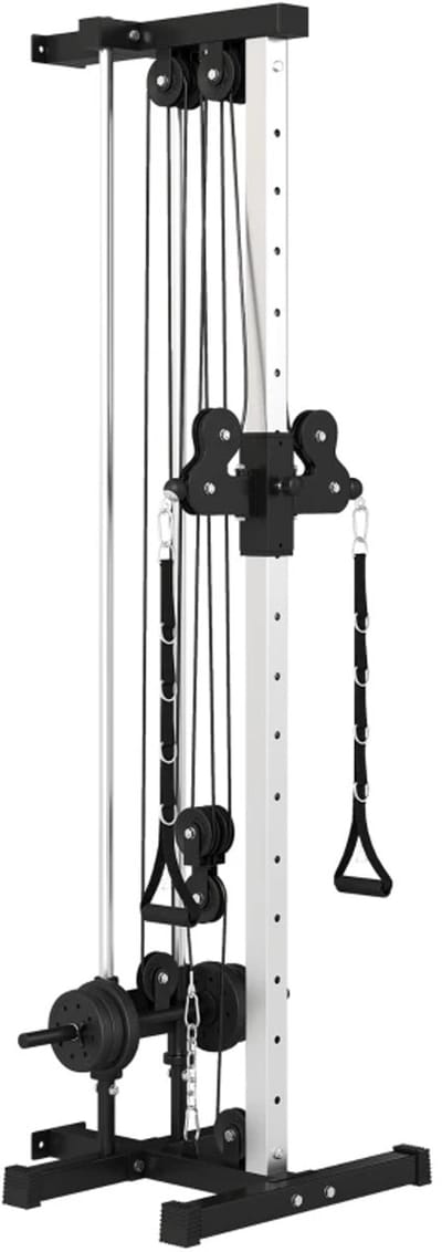 Multifunctioneel Trainingsstation - Pull Up Station - In Hoogte Verstelbaar van 25-165 cm - met Adapters voor Dubbel Katrolsysteem -Fitnessstation - Verstelbare Gewichtsblokken (tot 100 kg) - Krachtstation - Thuisgym - Thuis Fitness & Krachttraining