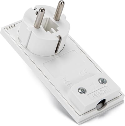 Ultra-platte geaarde stekker 2P+T 16A draaiend - Kleur Wit