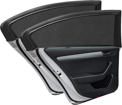 Famanu –Autoruit Zonnescherm, 2 Pack Mesh Auto Zij Achterruit Zonnescherm Cover Blokkeert UV-stralen, Auto Zonnescherm Bescherm wassenen tegen Zonnebrand, Zonneklep Past op de meeste Voertuigen (M)