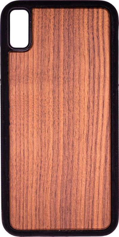 Houten Telefoonhoes Geschikt Voor Iphone XS MAX - Houten Telefoonhoes - Houten Case - Walnoot Hout - Zwart - Beschermende Bumper