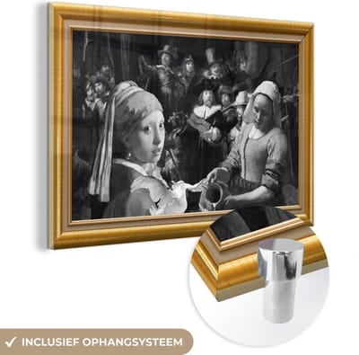 MuchoWow® Glasschilderij 60x40 cm - Schilderij acrylglas - Kunst - Oude meesters - Goud - Lijst - Foto op glas - Schilderijen