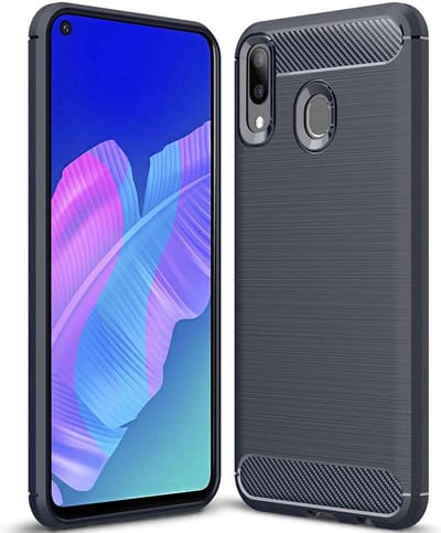 ebestStar - Hoes geschikt voor Huawei P40 Lite E (2020), TPU Bescherming Cover, Koolstof Design Hoesje, Donkerblauw