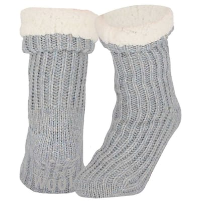 Wollen huissokken - Unisex - Antislip - Denim - Denim / 35/38