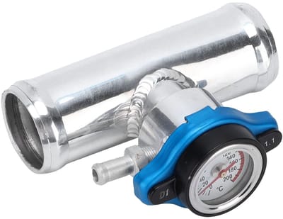 Dailygoods- Vulslang Koelvloeistof - Aluminium Radiatorslangvuller 38 Mm - Temperatuurmeter - Roestbestendig - Duurzaam - Poedercoating Zilver - Radiatorslang