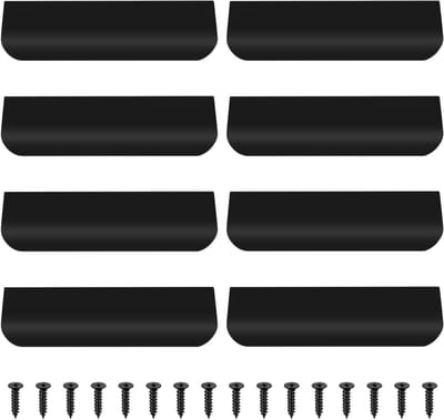 Set van 8 Zwarte Meubelgrepen 80mm Verborgen Kastgrepen voor Keuken, Kasten en Lades Inclusief Schroeven