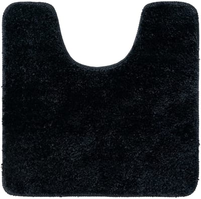 Absorberend toilettapijt, antislip U-vorm badmat met hoge vochtopname, tapijten, super zacht, gezellig en shaggy, microvezel tapijt voor badkamer, 50 x 50 cm, zwart
